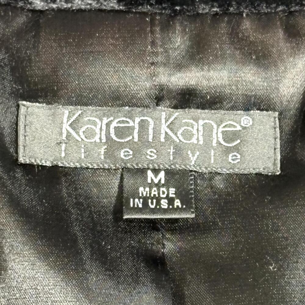 Karen Kane Jacket Womens Medium Black Textured Velvet Button Front Made USA - Picture 5 of 14